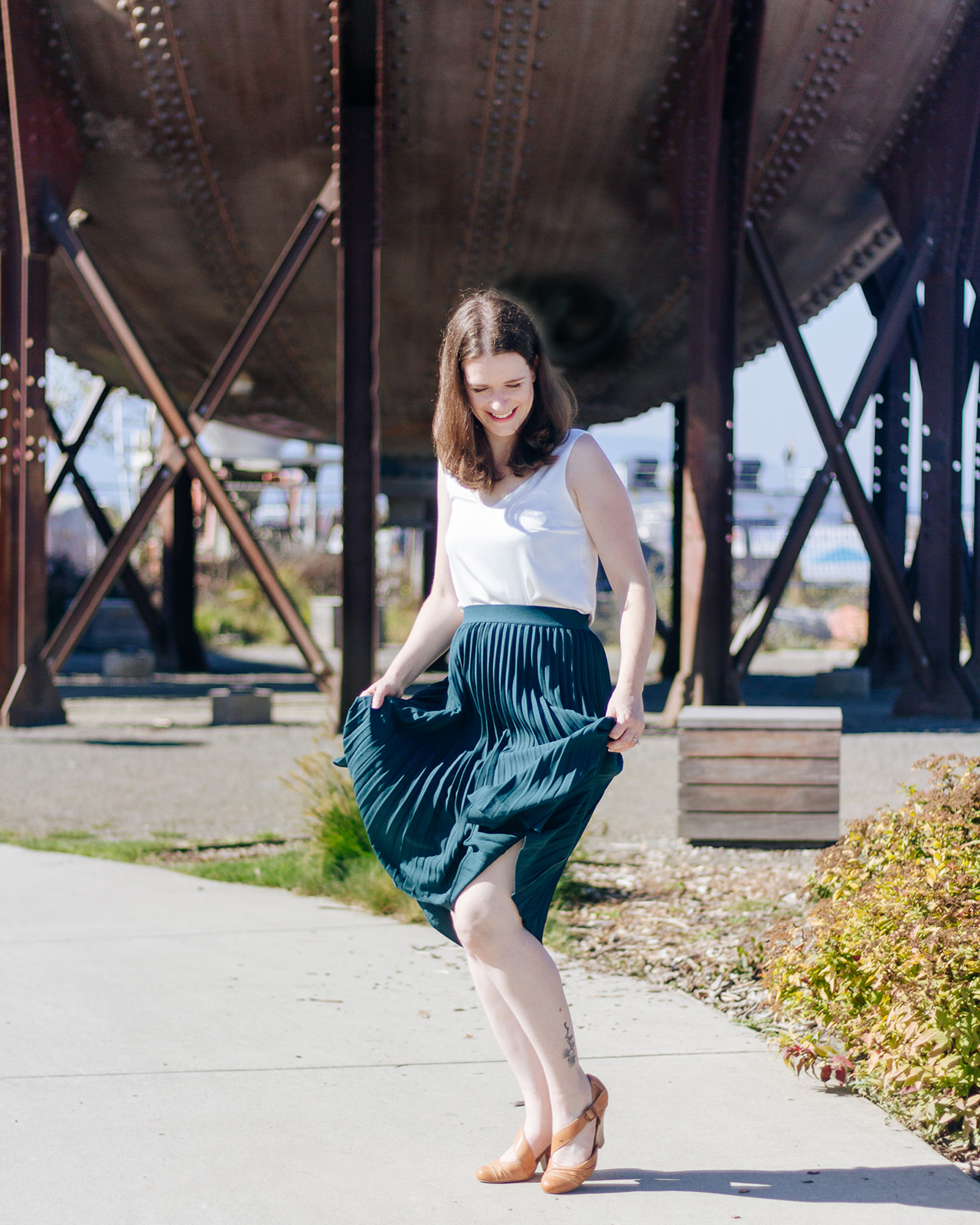 Holly Zech dancing in Bellingham proper; excited about helping fellow entrepreneurs